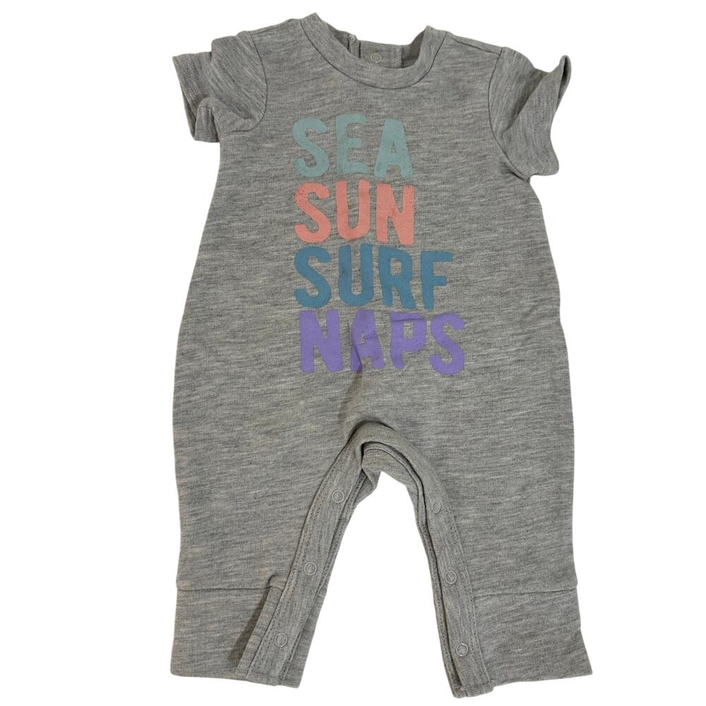 Grayson Mini Sea Sun Surf Naps Gray Jumpsuit Newborn